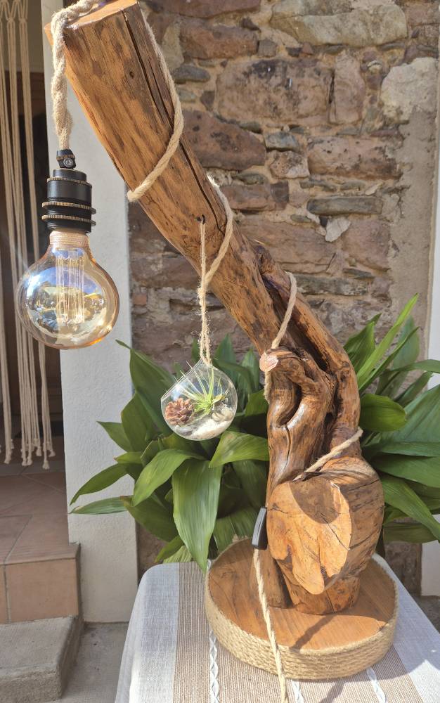 Grande lampe sur pied bois de pin